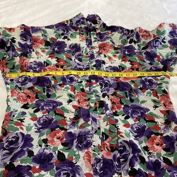 Bleyle Y2K Purple Red Green Floral Button-Up Blouse Polka Dots Fairycore L/XL - Picture 4 of 7